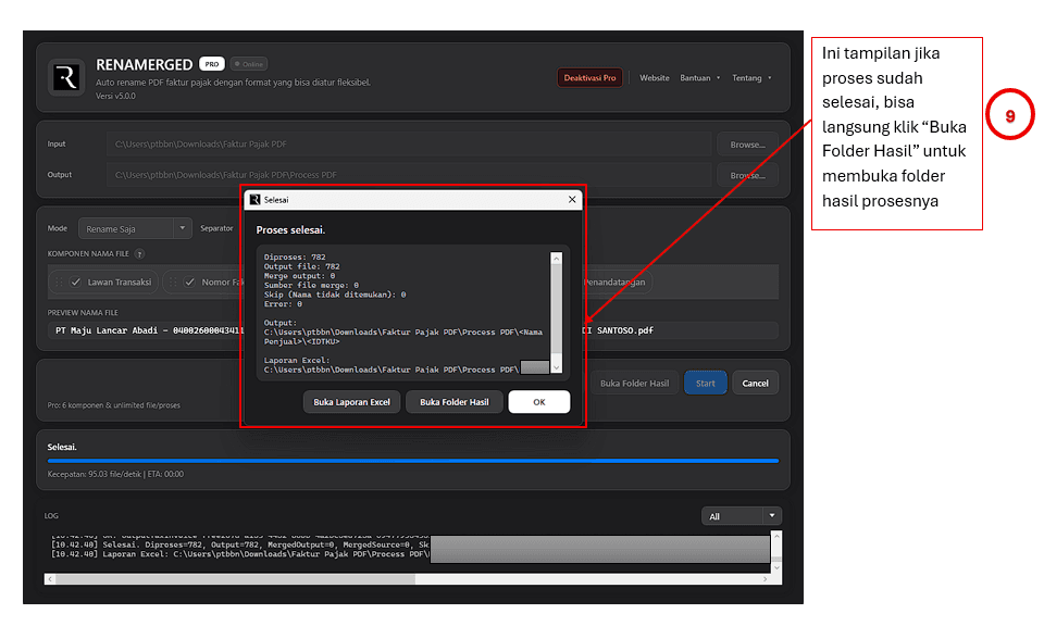 Tampilan saat Proses Selesai